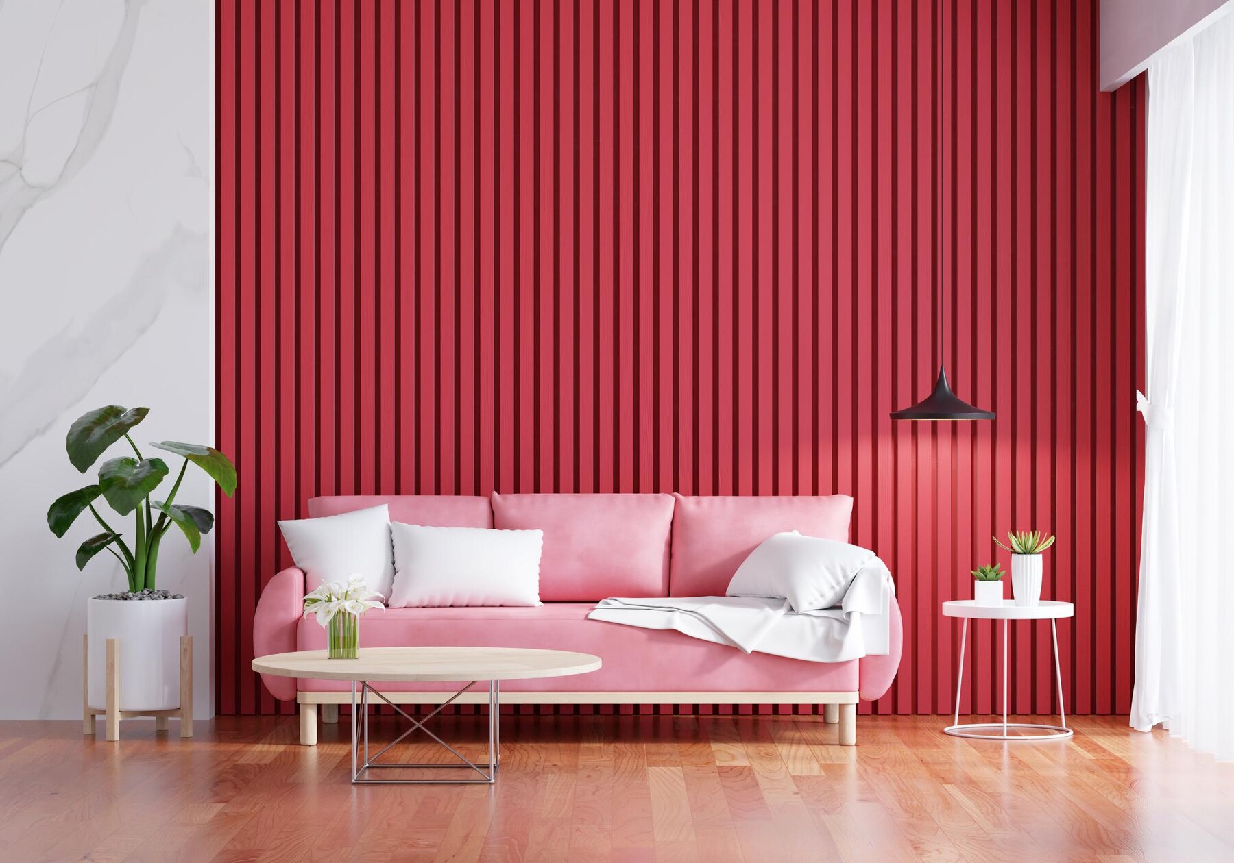 pink sofa red living room with copy space 43614 942